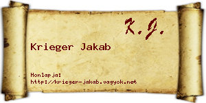 Krieger Jakab névjegykártya